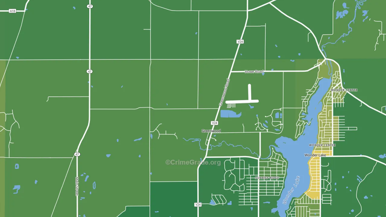 Greenwood, IL Map of Vandalism Rates