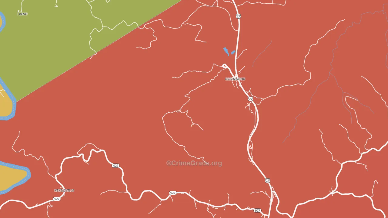 Greenwood, KY Map of Vandalism Rates