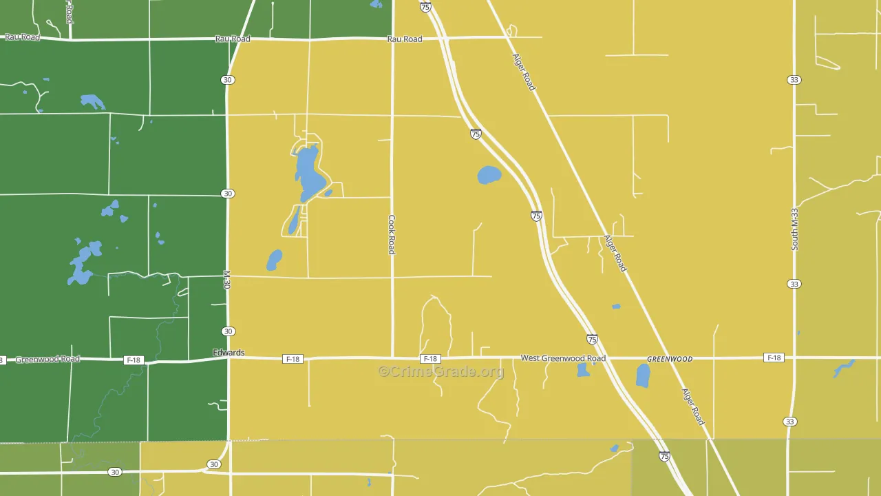 Greenwood, MI Map of Vandalism Rates