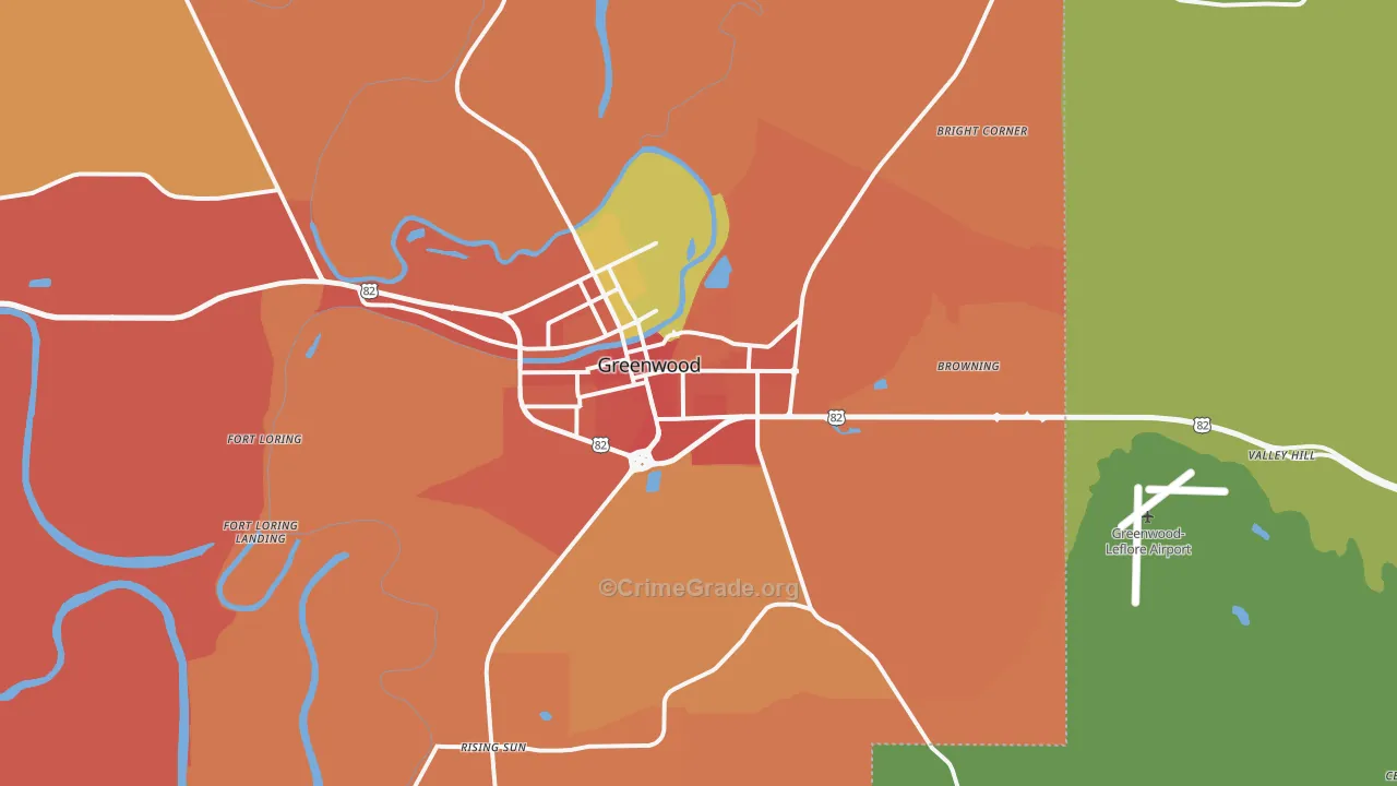 Greenwood, MS Map of Vandalism Rates