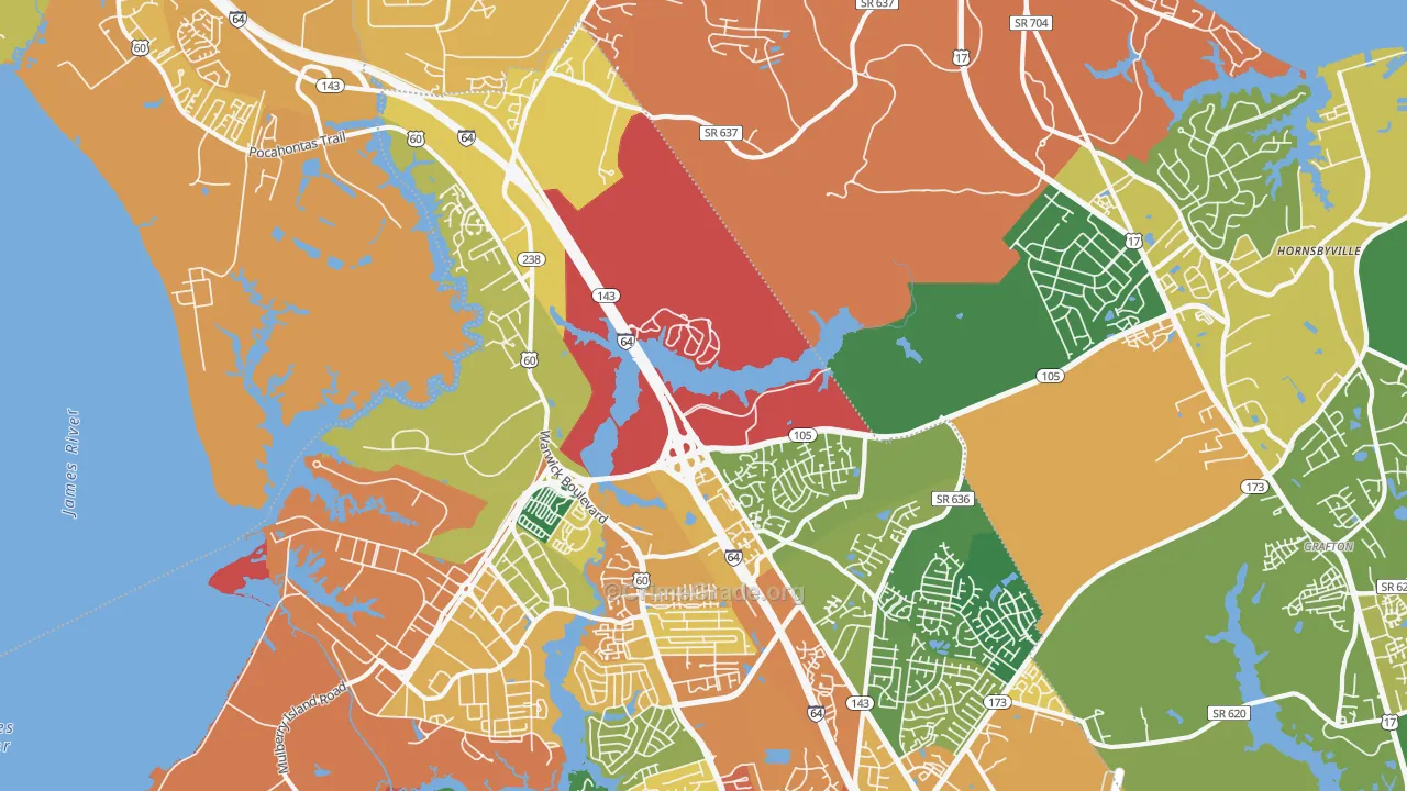 Greenwood, Newport News, VA Map of Vandalism Rates