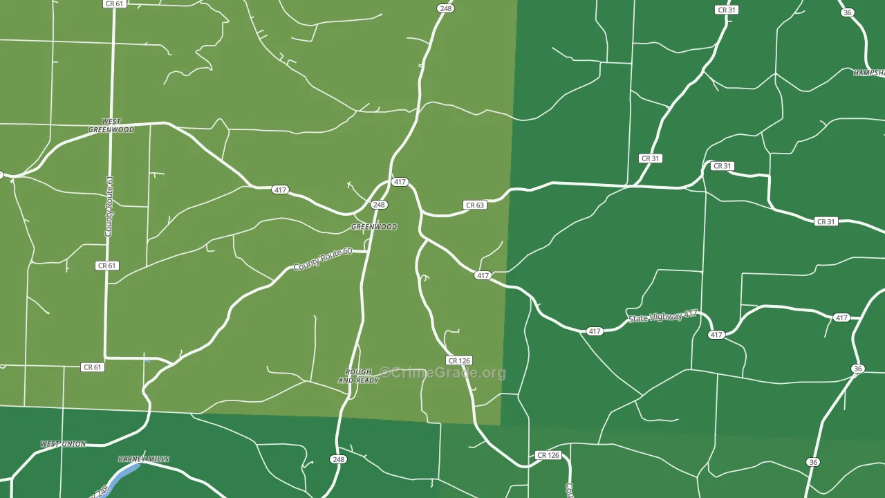 Greenwood, NY Map of Vandalism Rates