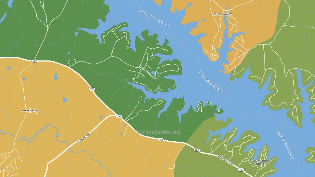 Greenwood Shores, SC Map of Vandalism Rates