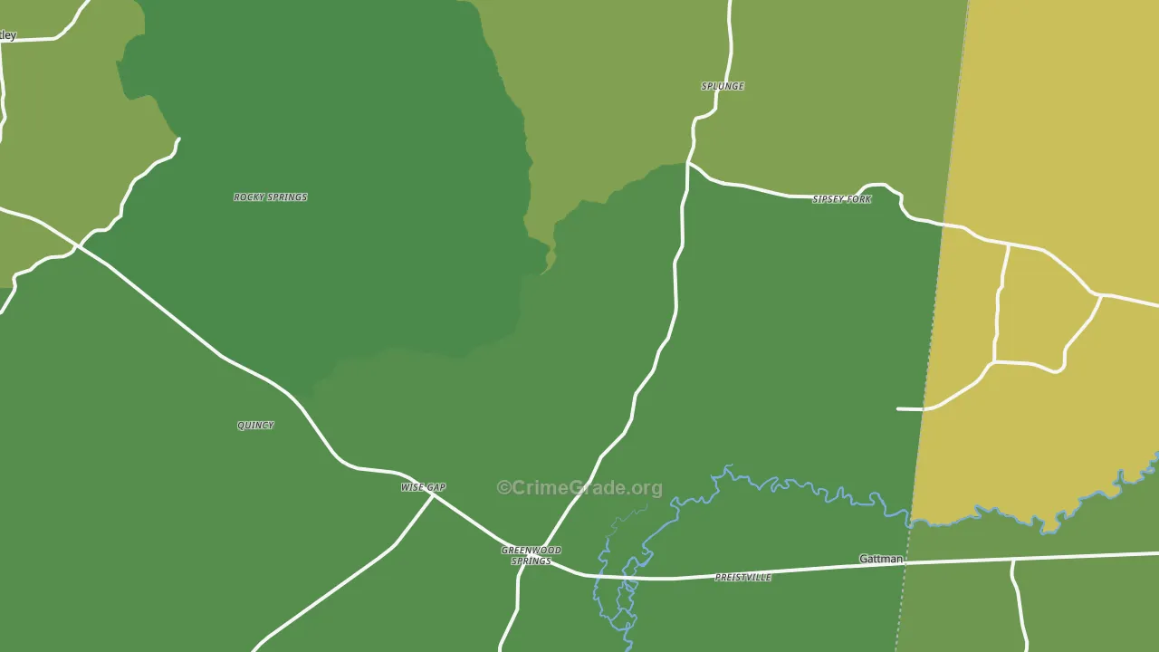 Greenwood Springs, MS Map of Vandalism Rates