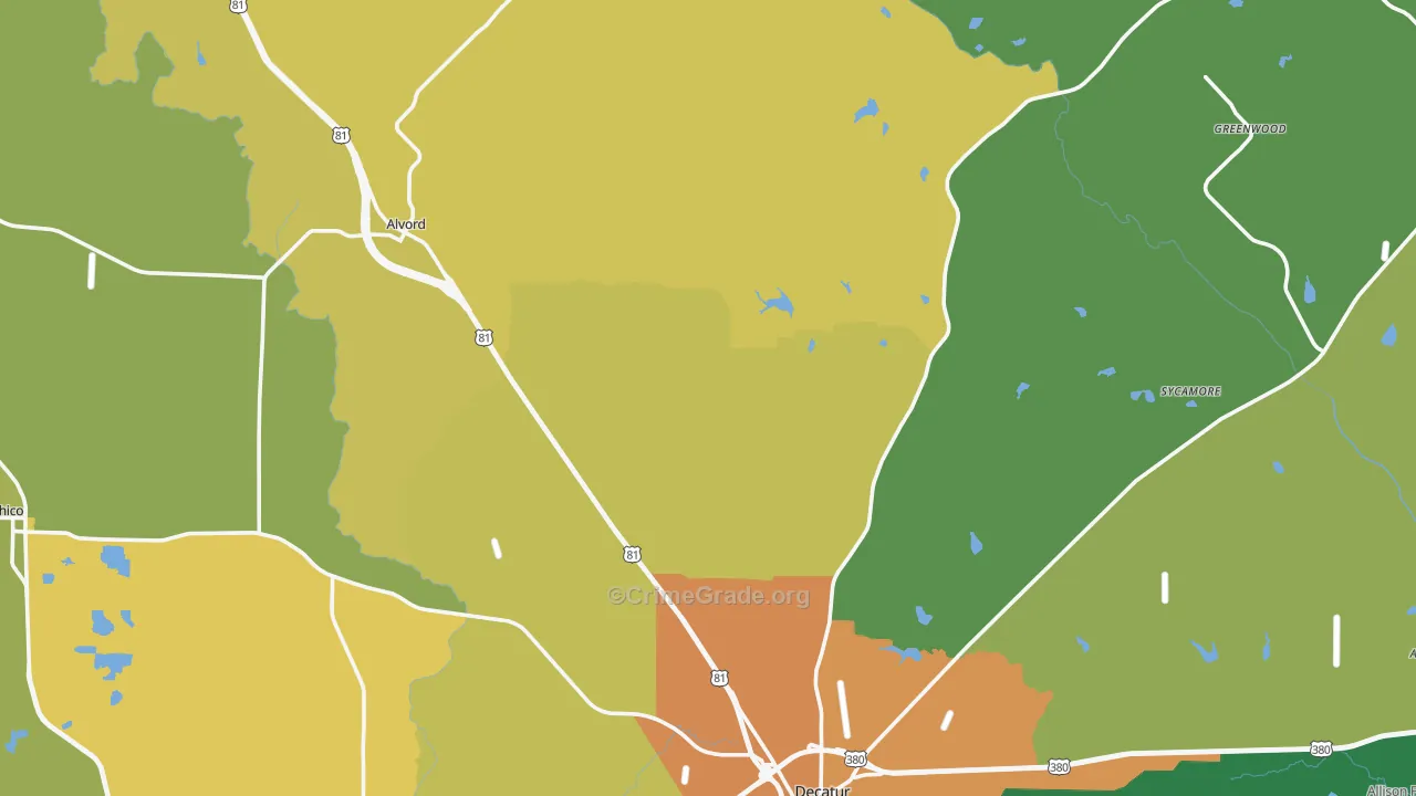 Greenwood, TX Map of Vandalism Rates