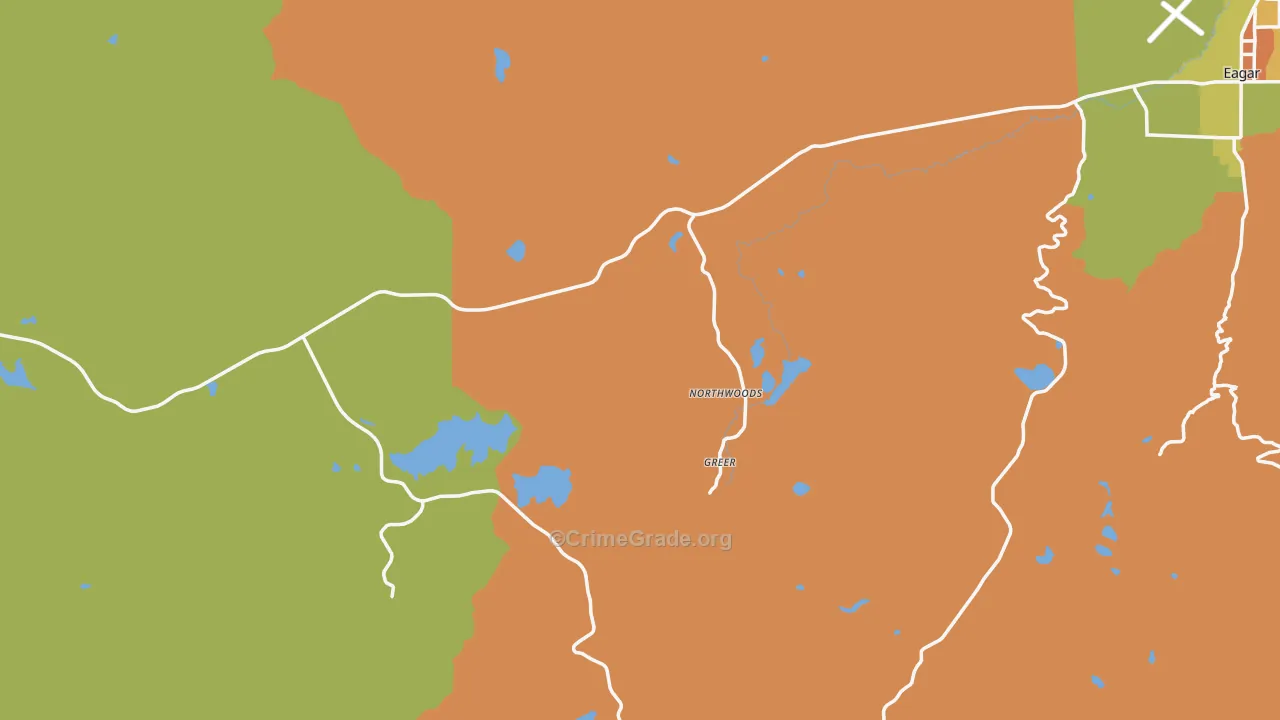 Greer, AZ Map of Vandalism Rates