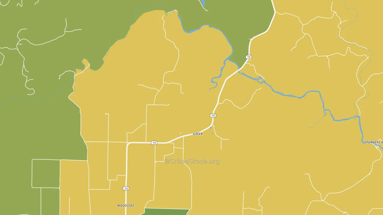 Greer, MO Map of Vandalism Rates