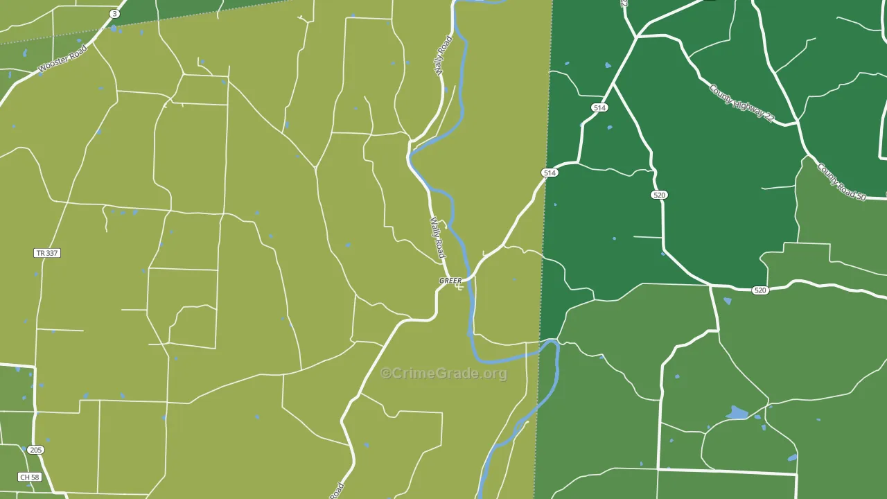 Greer, OH Map of Vandalism Rates