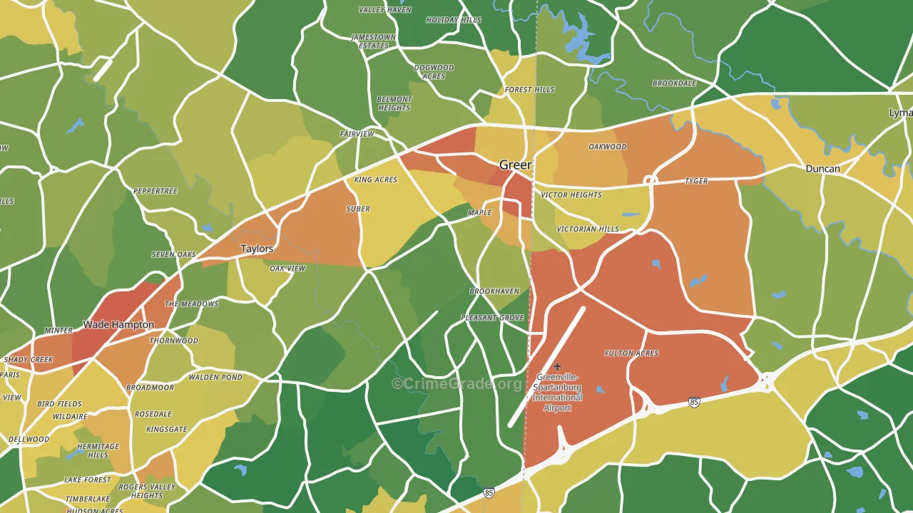 Greer, SC Map of Vandalism Rates