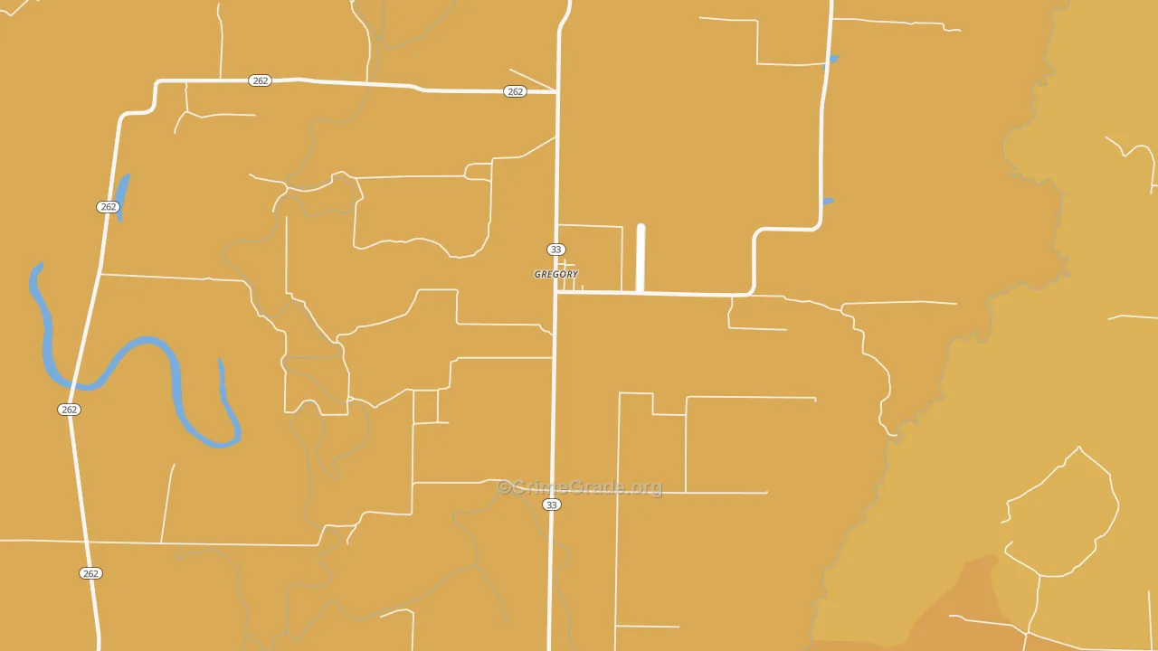 Gregory, AR Map of Vandalism Rates