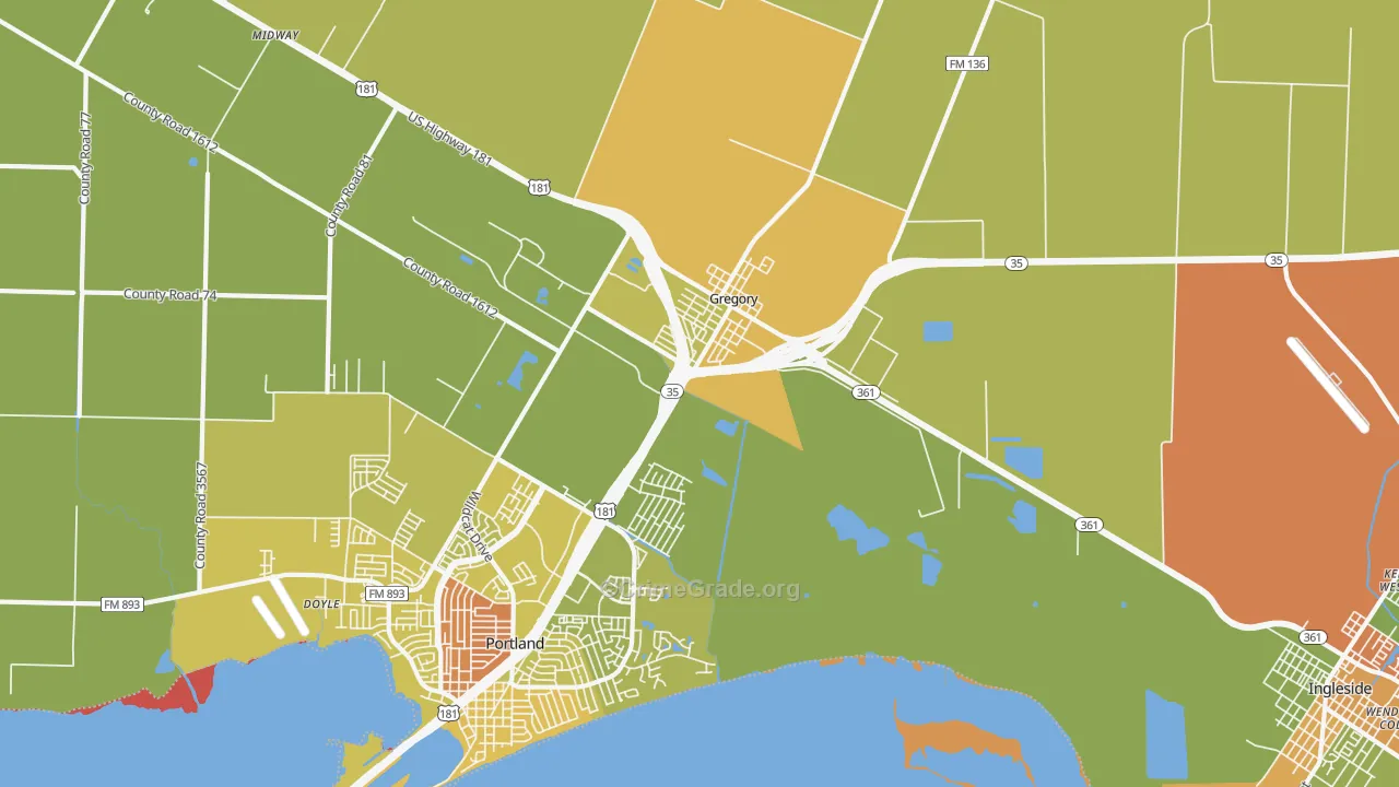 Gregory, TX Map of Vandalism Rates