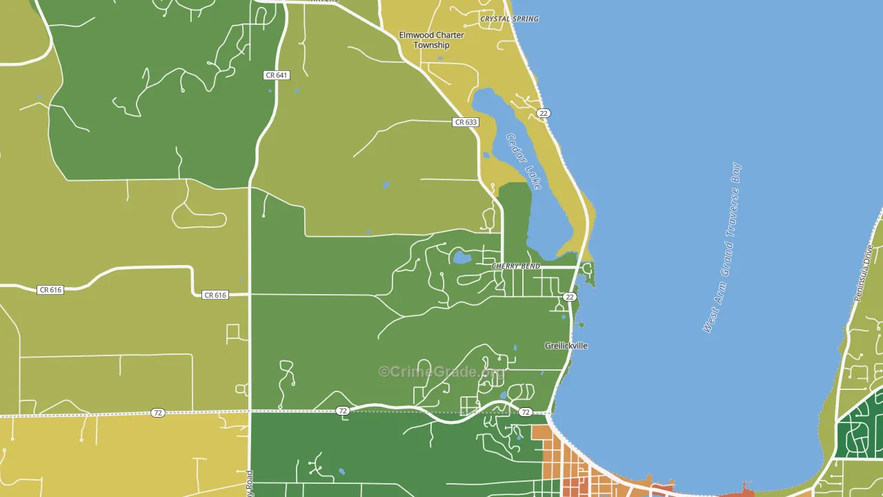 Greilickville, MI Map of Vandalism Rates