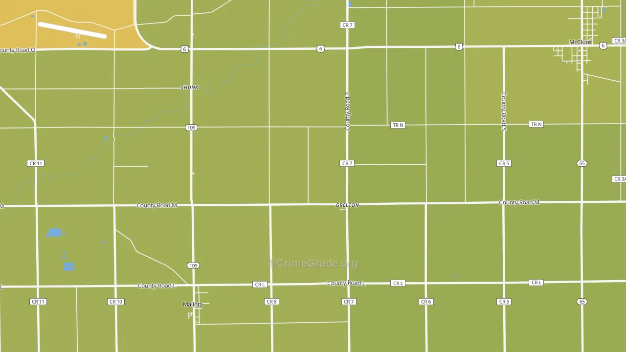 Grelton, OH Map of Vandalism Rates