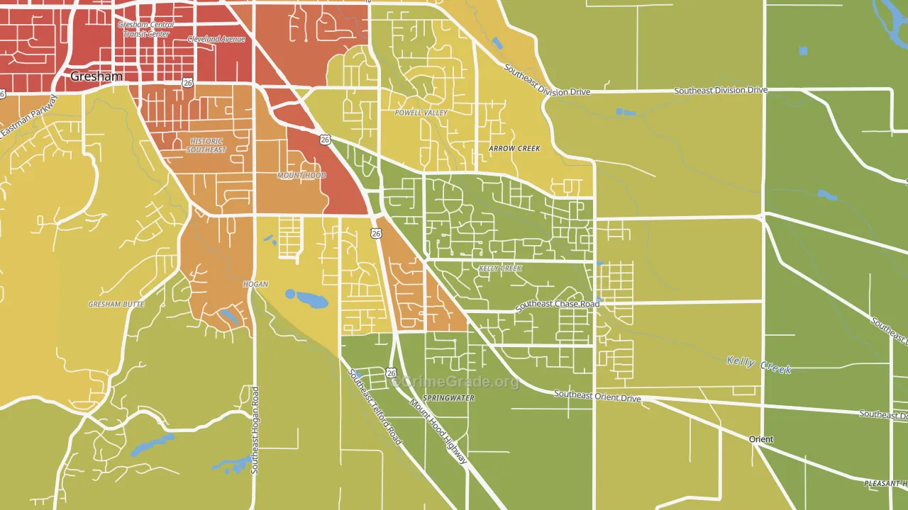 Gresham-Kelly Creek, Gresham, OR Map of Vandalism Rates