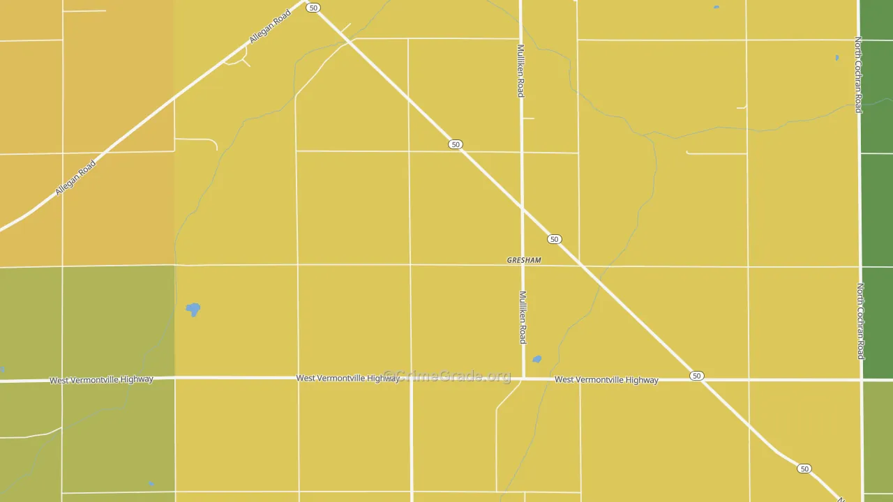 Gresham, MI Map of Vandalism Rates