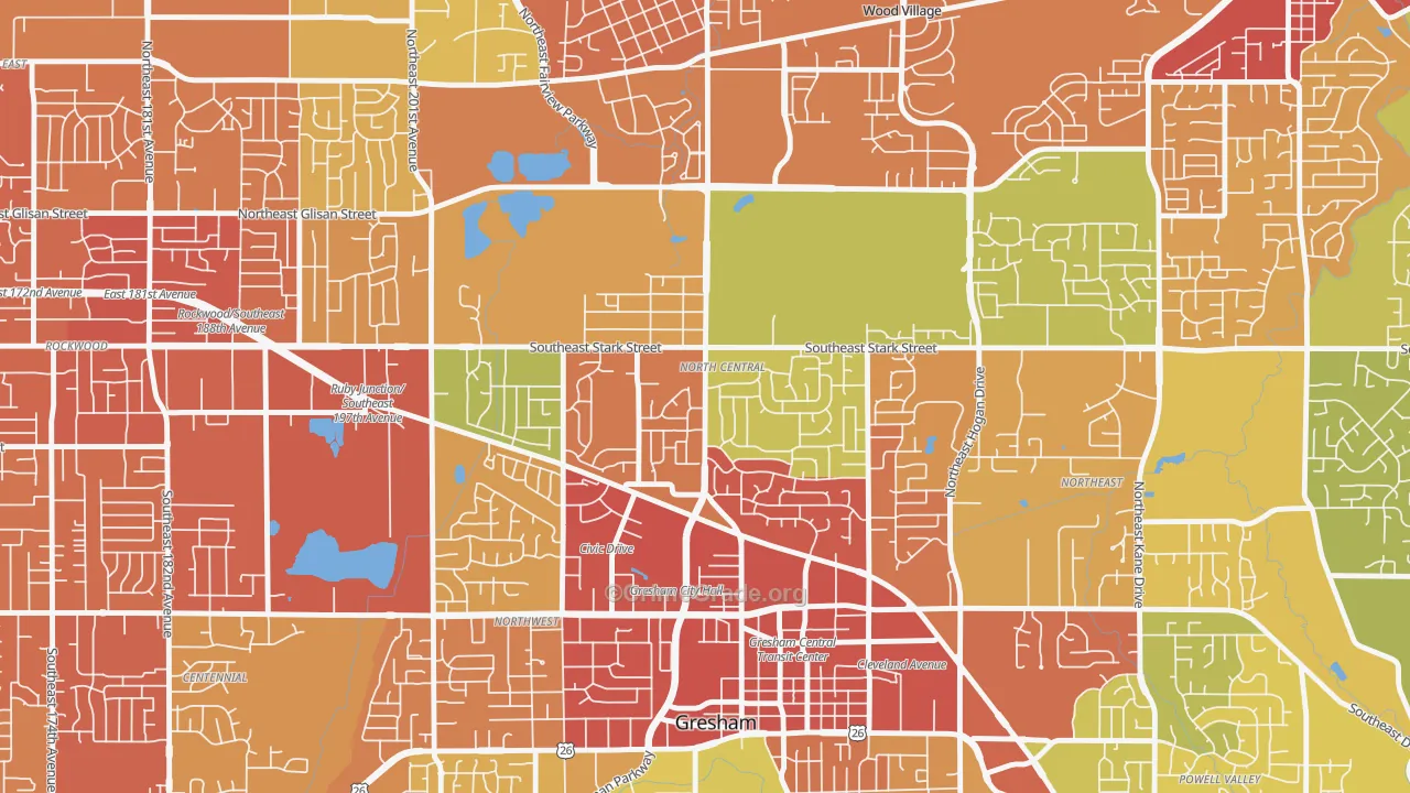 Gresham-North Central, Gresham, OR Map of Vandalism Rates