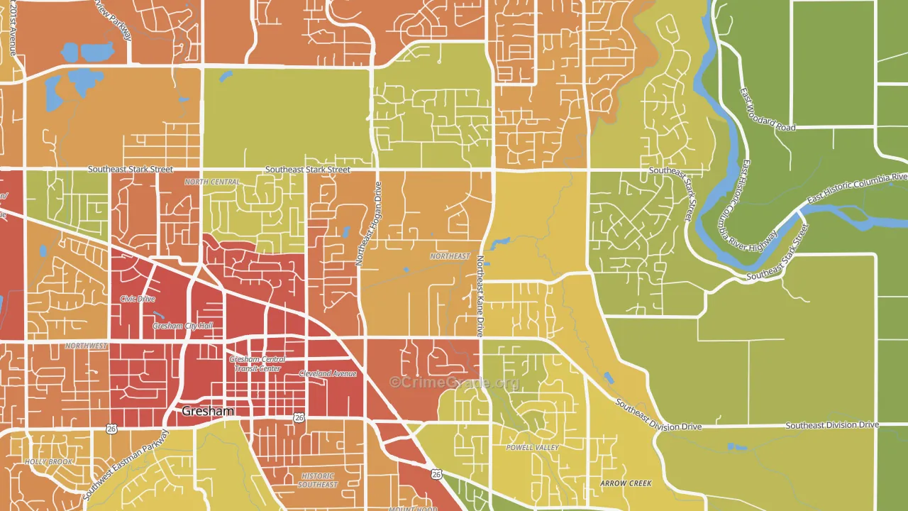 Gresham-Northeast, Gresham, OR Map of Vandalism Rates