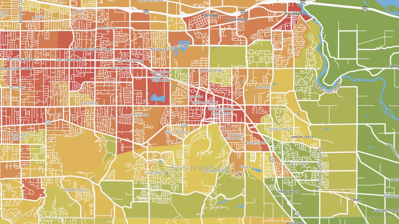 Gresham, OR Map of Vandalism Rates