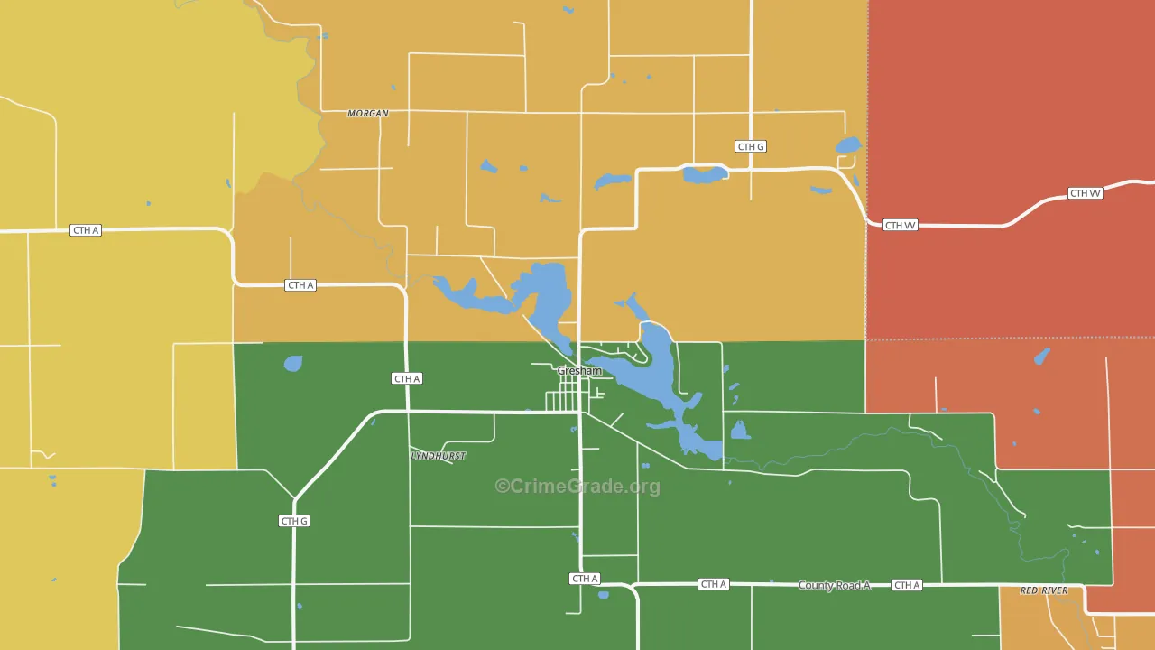 Gresham, WI Map of Vandalism Rates