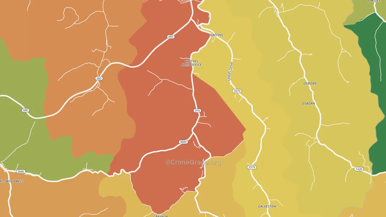 Grethel, KY Map of Vandalism Rates