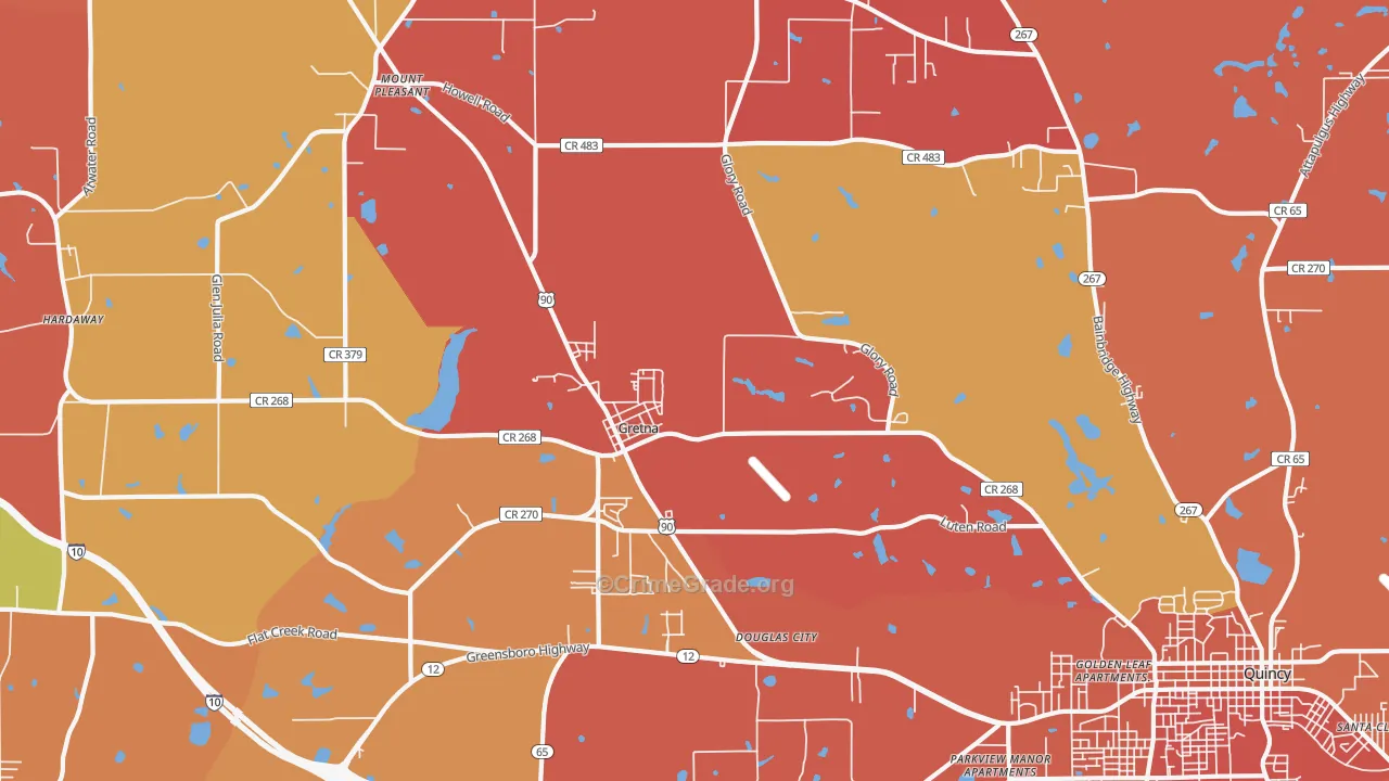 Gretna, FL Map of Vandalism Rates