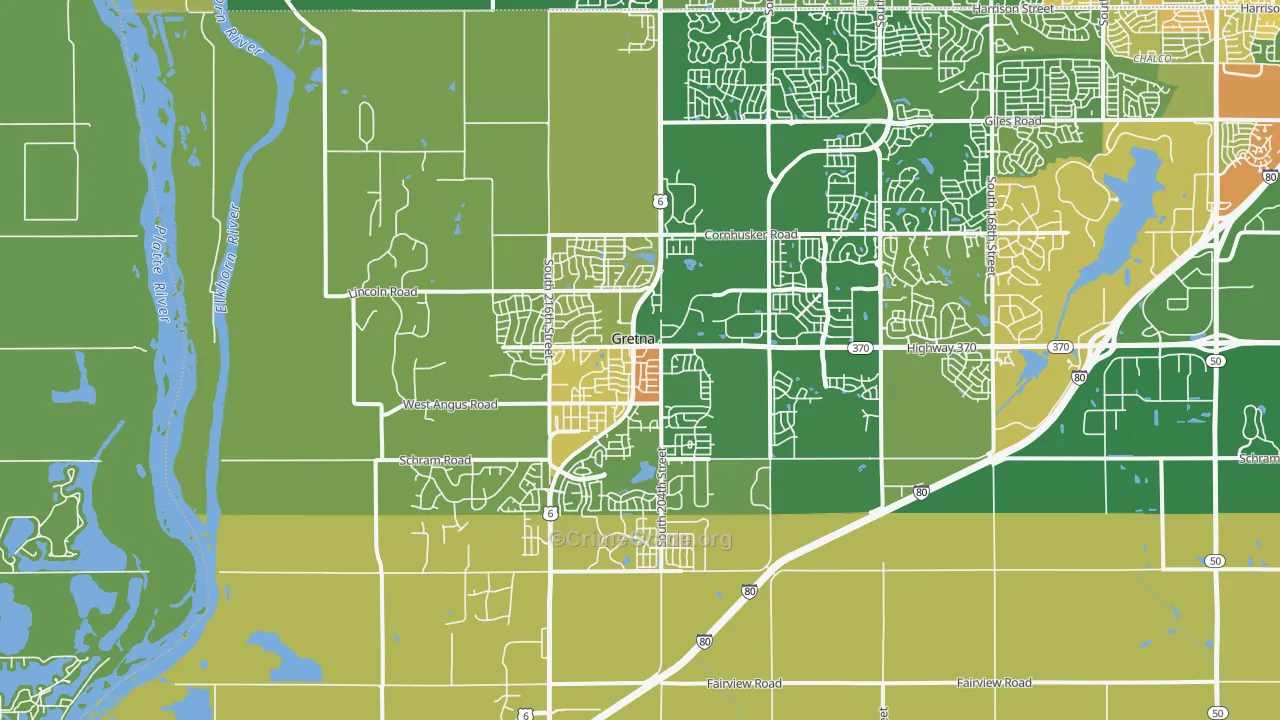 Gretna, NE Map of Vandalism Rates