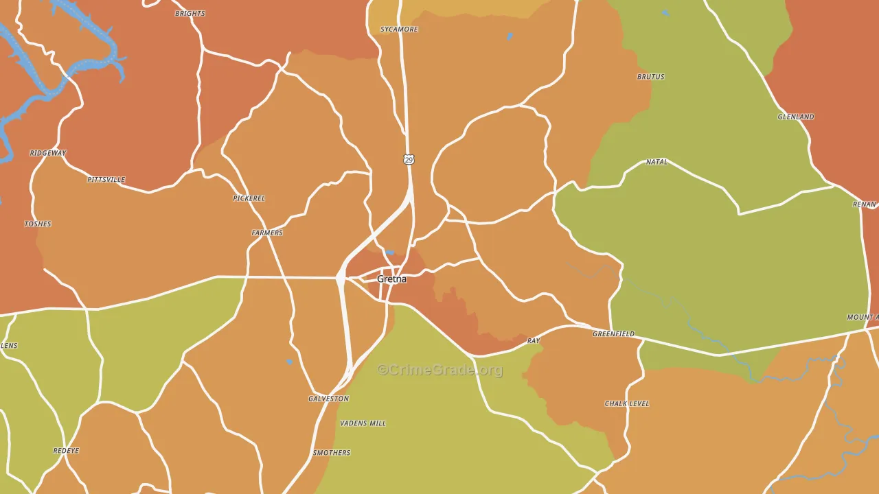 Gretna, VA Map of Vandalism Rates