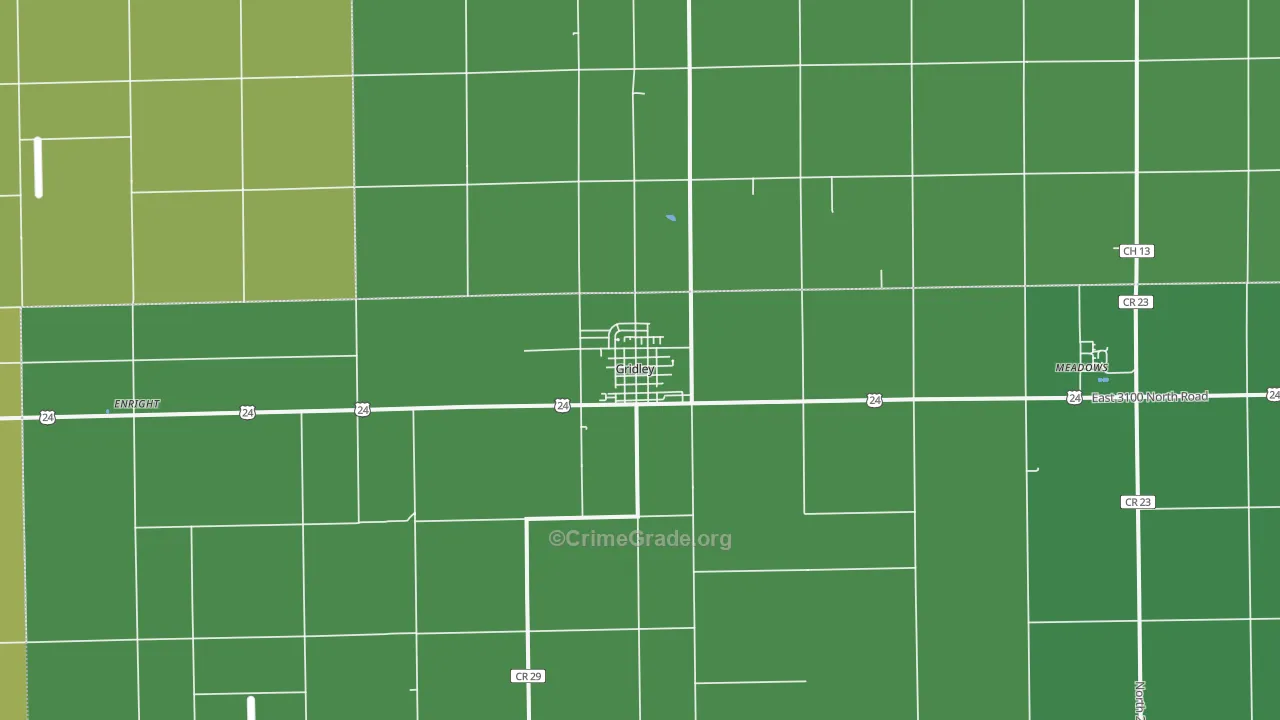 Gridley, IL Map of Vandalism Rates