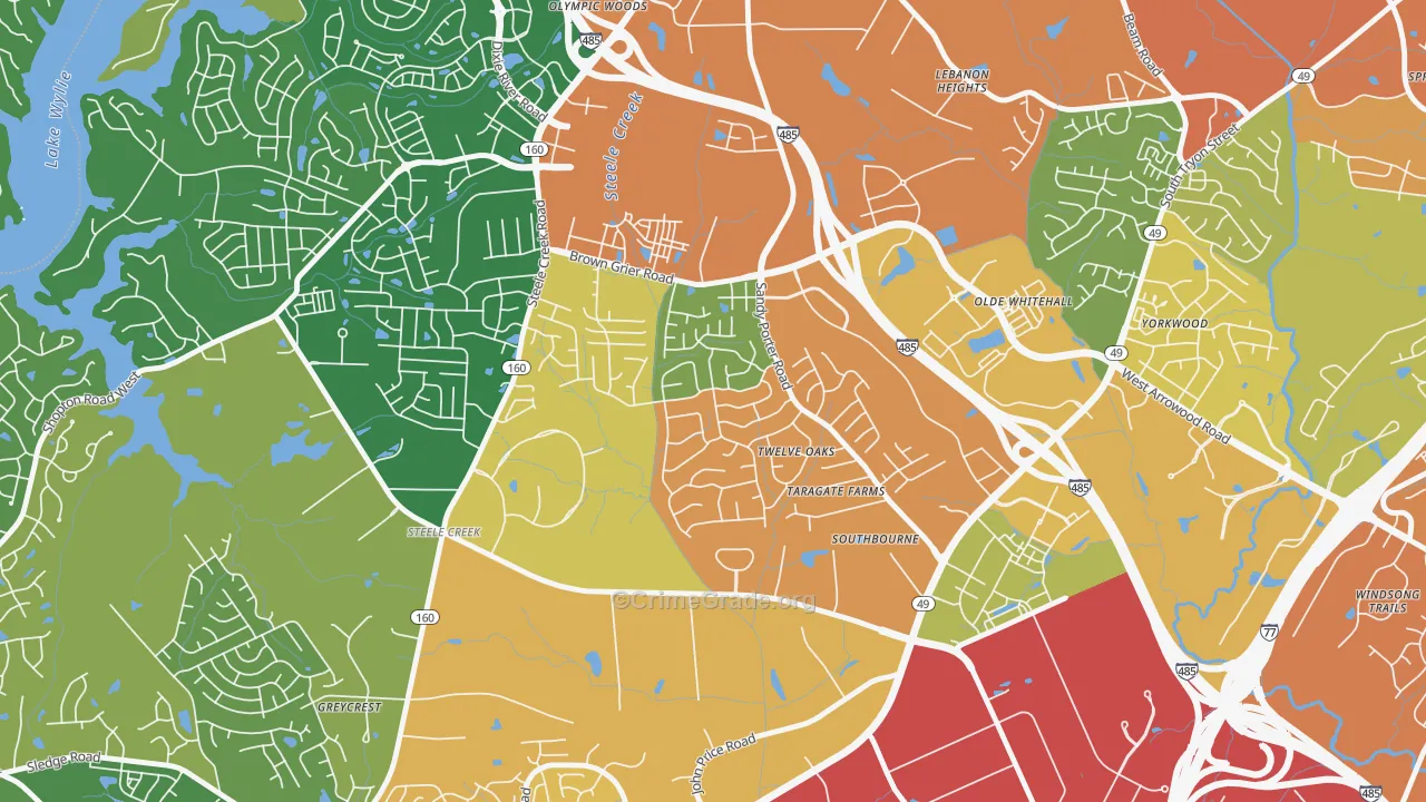 Griers Fork, Charlotte, NC Map of Vandalism Rates