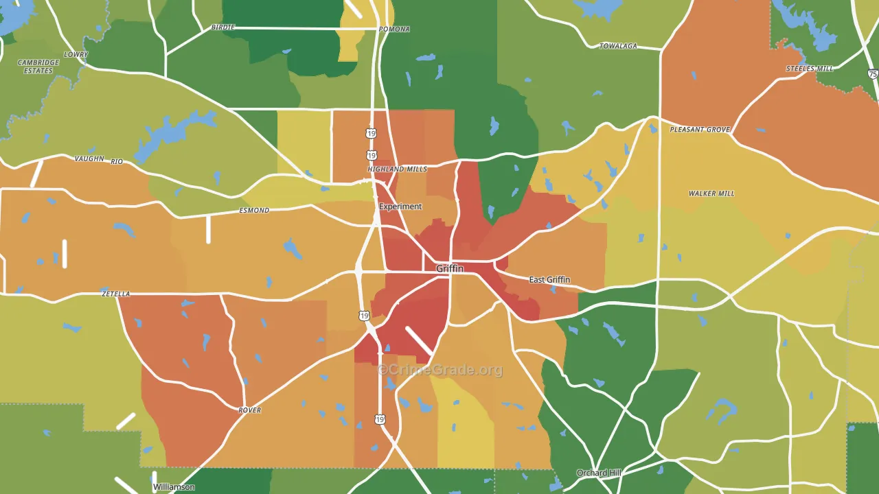 Griffin, GA Map of Vandalism Rates