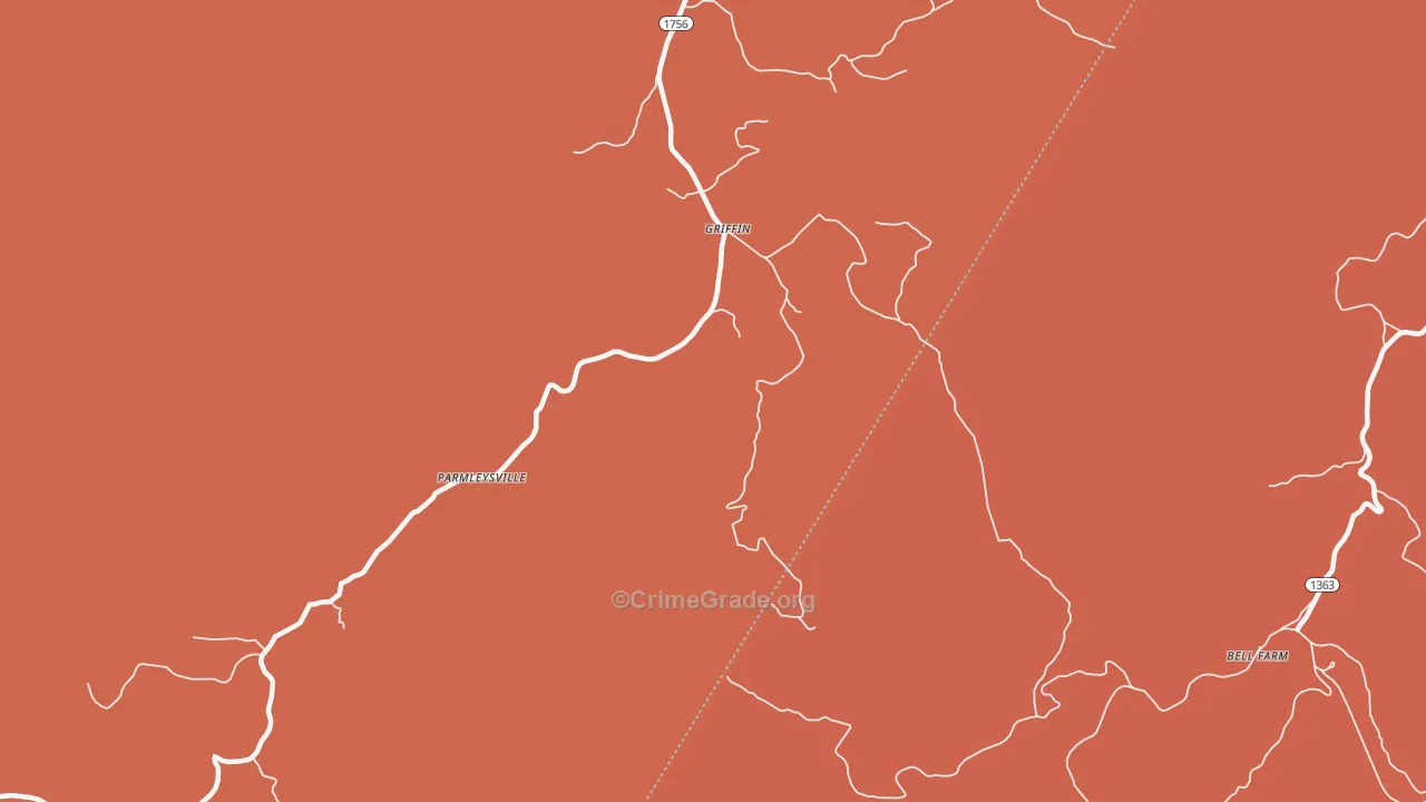 Griffin, KY Map of Vandalism Rates