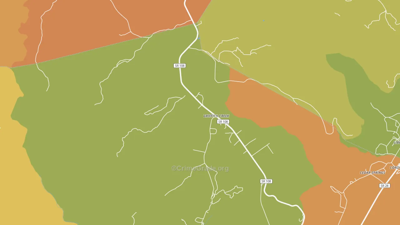 Griffith Creek, TN Map of Vandalism Rates