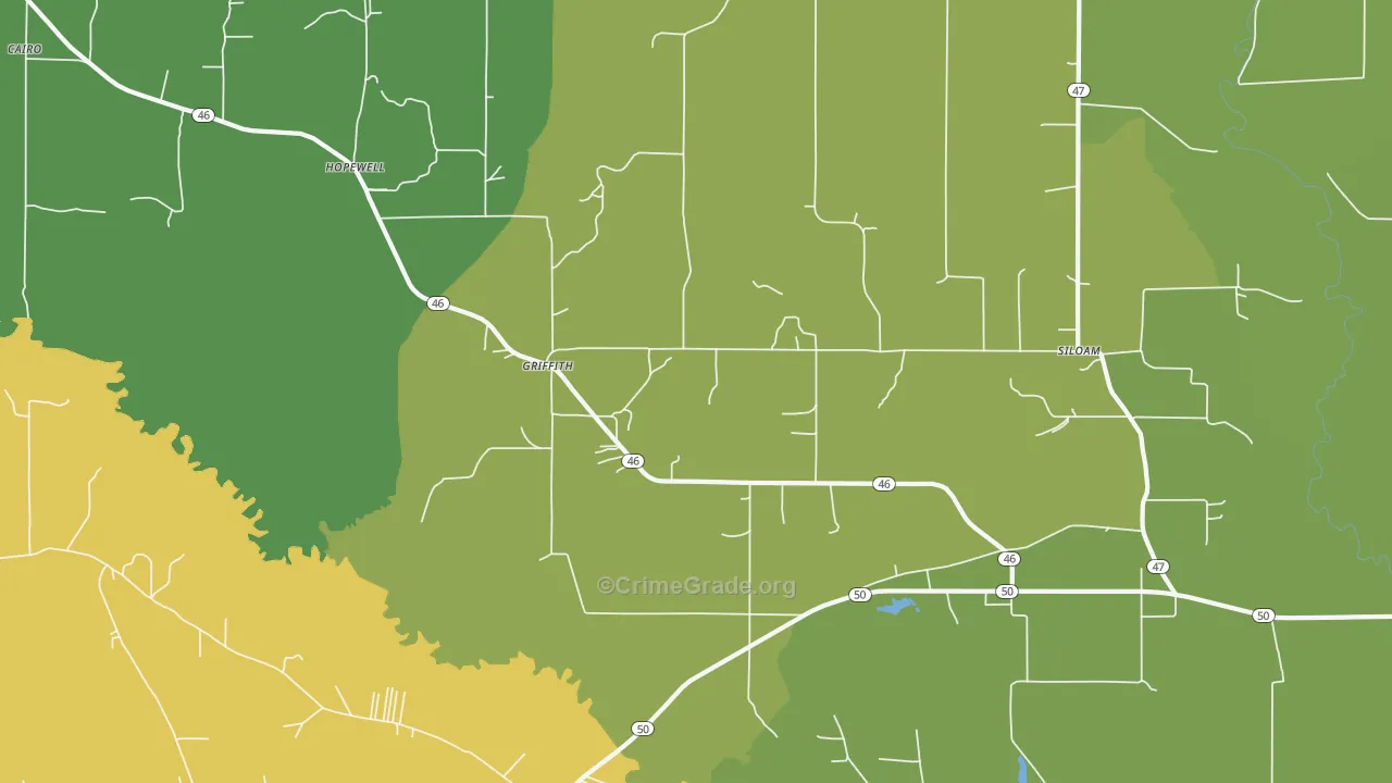 Griffith, MS Map of Vandalism Rates