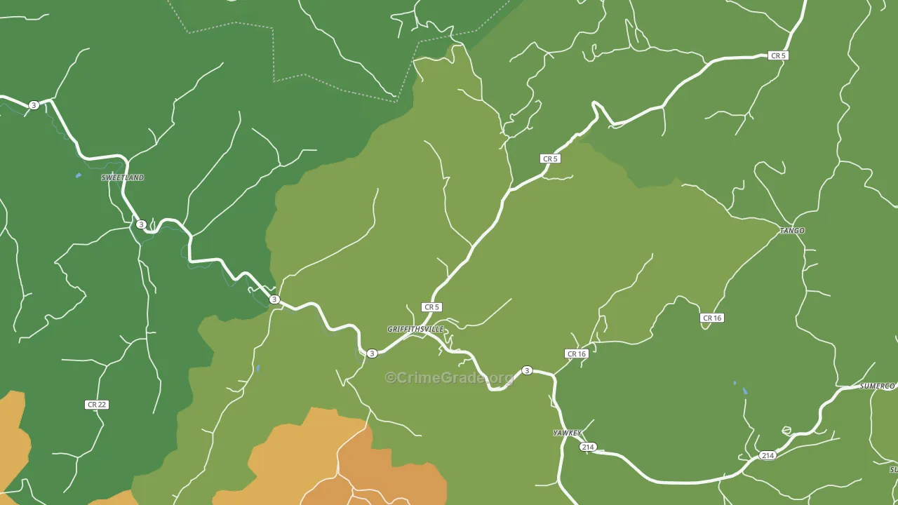 Griffithsville, WV Map of Vandalism Rates