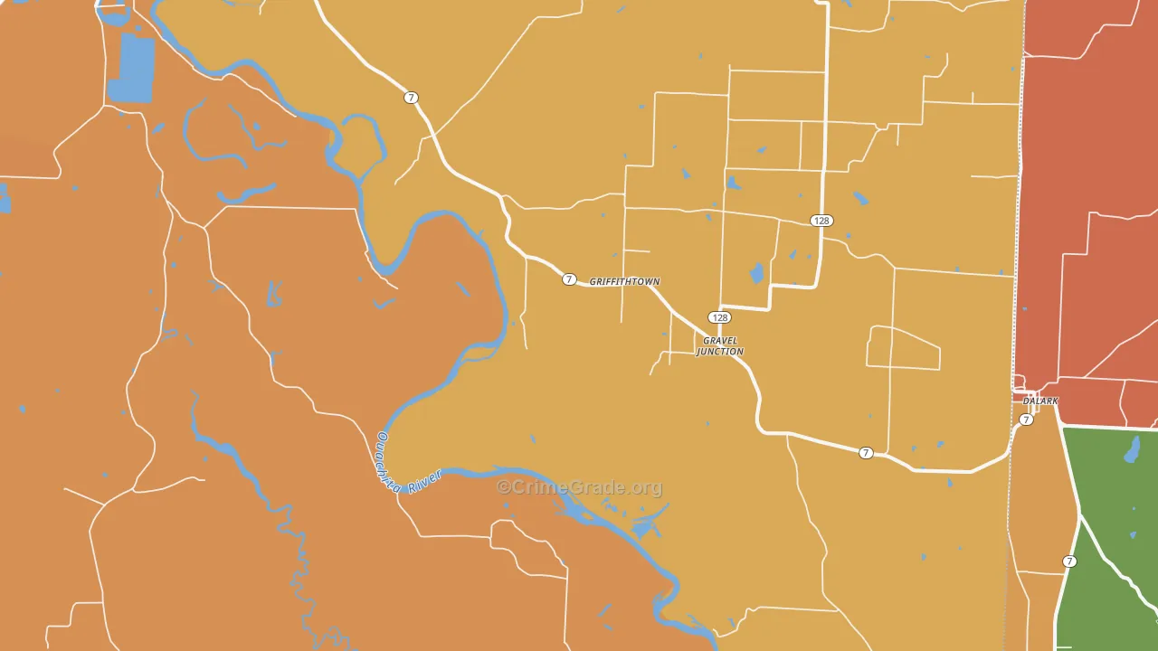 Griffithtown, AR Map of Vandalism Rates