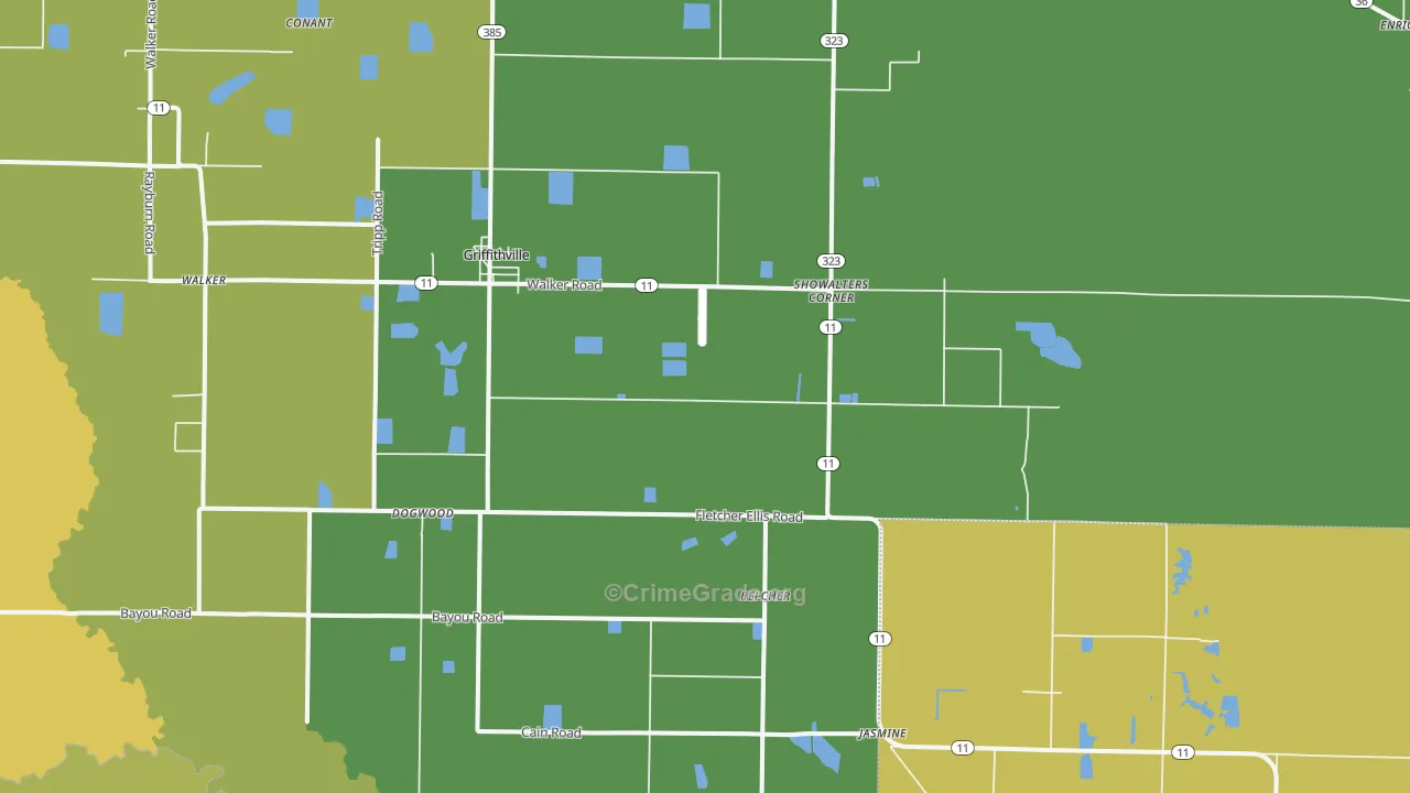 Griffithville, AR Map of Vandalism Rates