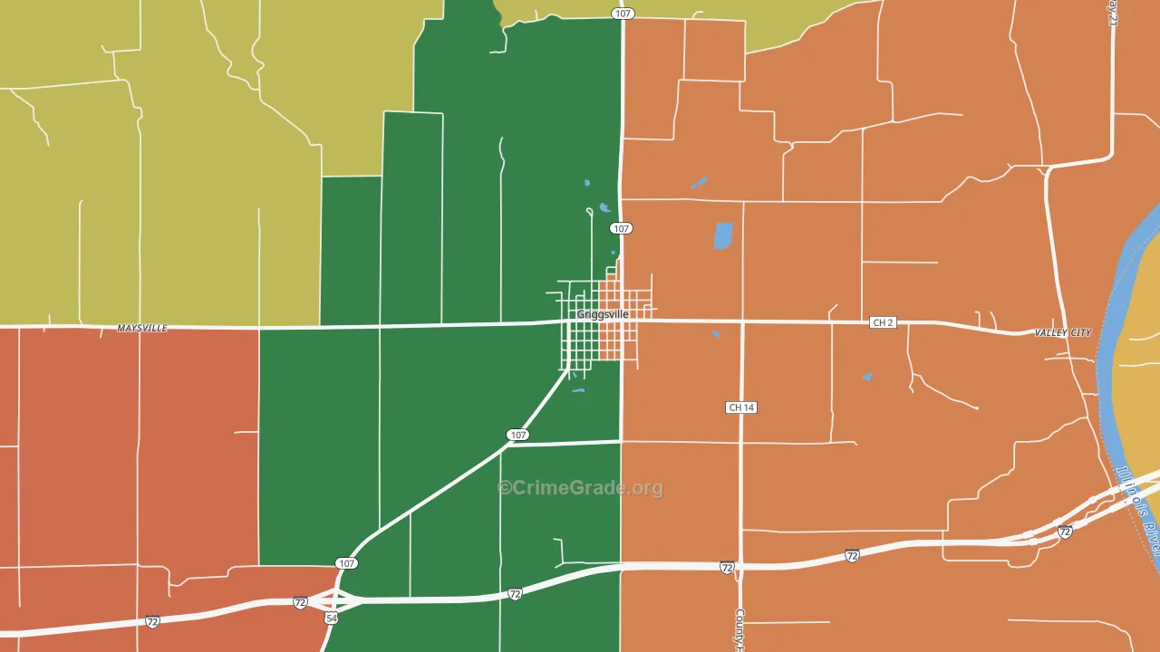 Griggsville, IL Map of Vandalism Rates