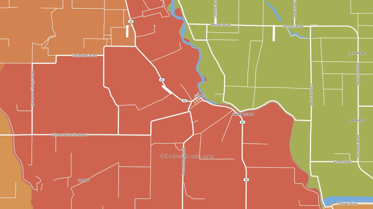 Grimes, CA Map of Vandalism Rates