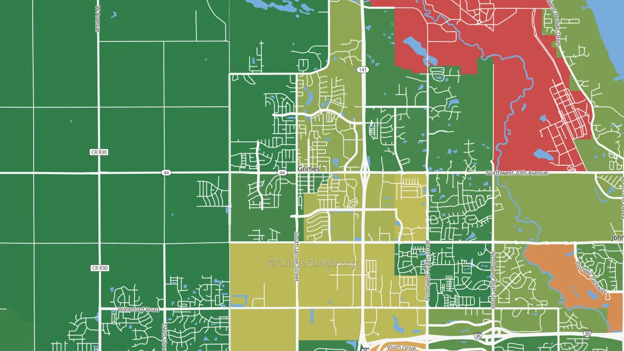 Grimes, IA Map of Vandalism Rates