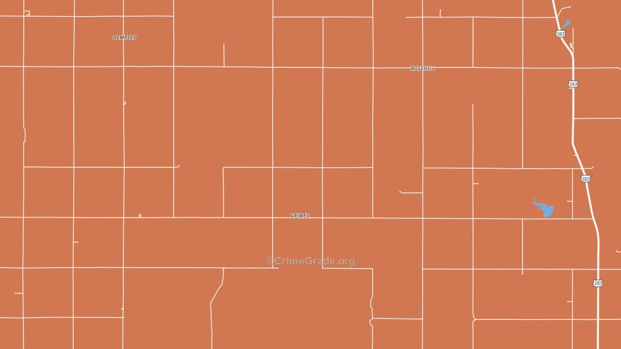 Grimes, OK Map of Vandalism Rates