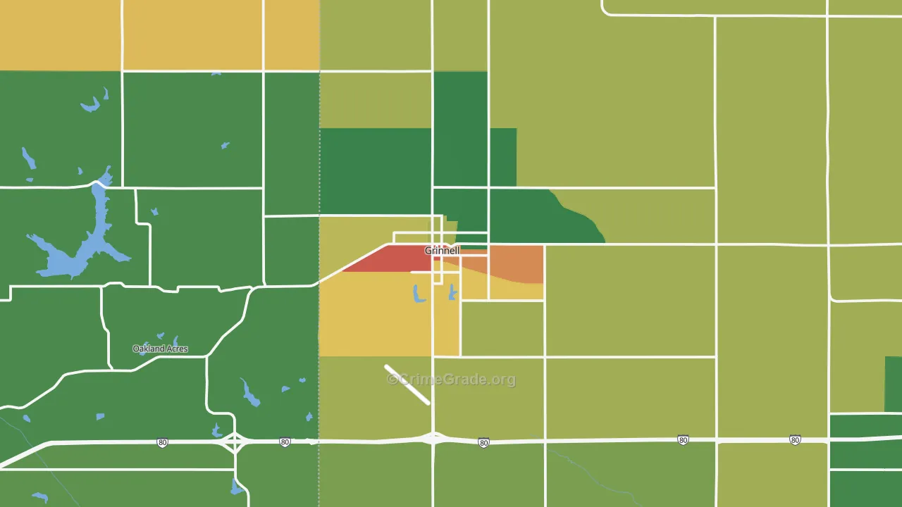 Grinnell, IA Map of Vandalism Rates
