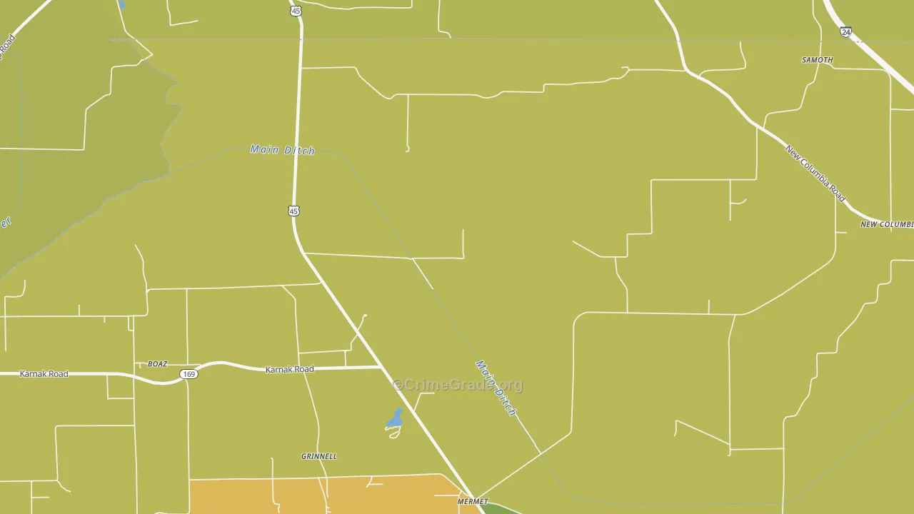 Grinnell, IL Map of Vandalism Rates
