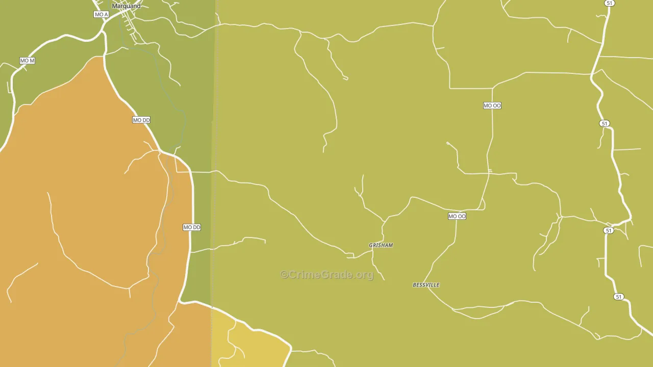 Grisham, MO Map of Vandalism Rates