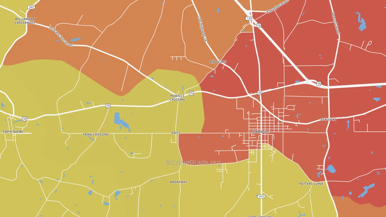 Grist, NC Map of Vandalism Rates