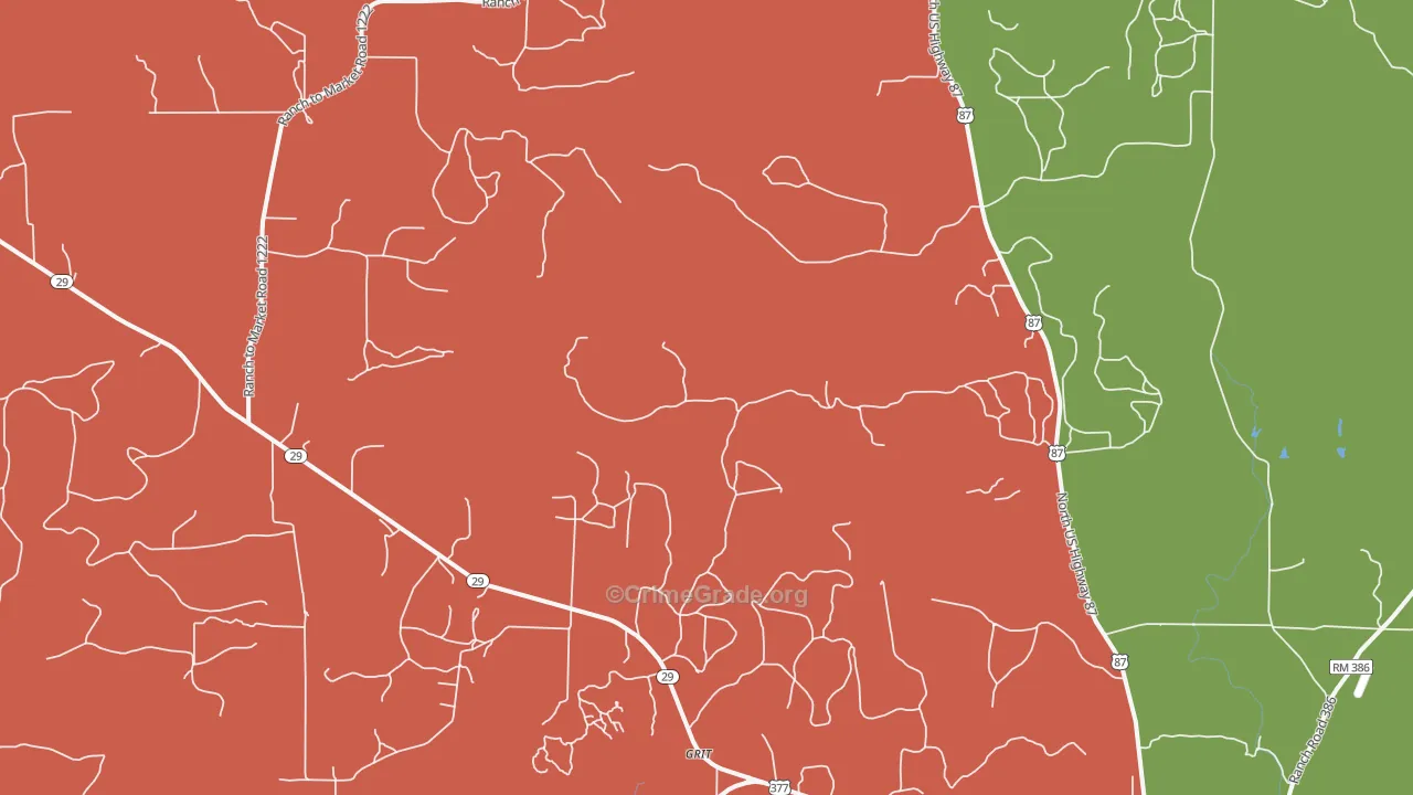 Grit, TX Map of Vandalism Rates