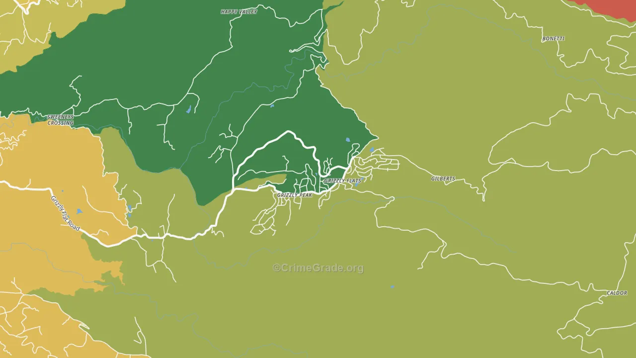 Grizzly Flats, CA Map of Vandalism Rates
