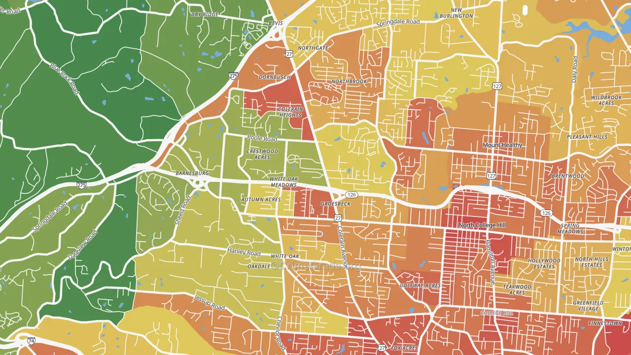 Groesbeck, Cincinnati, OH Map of Vandalism Rates