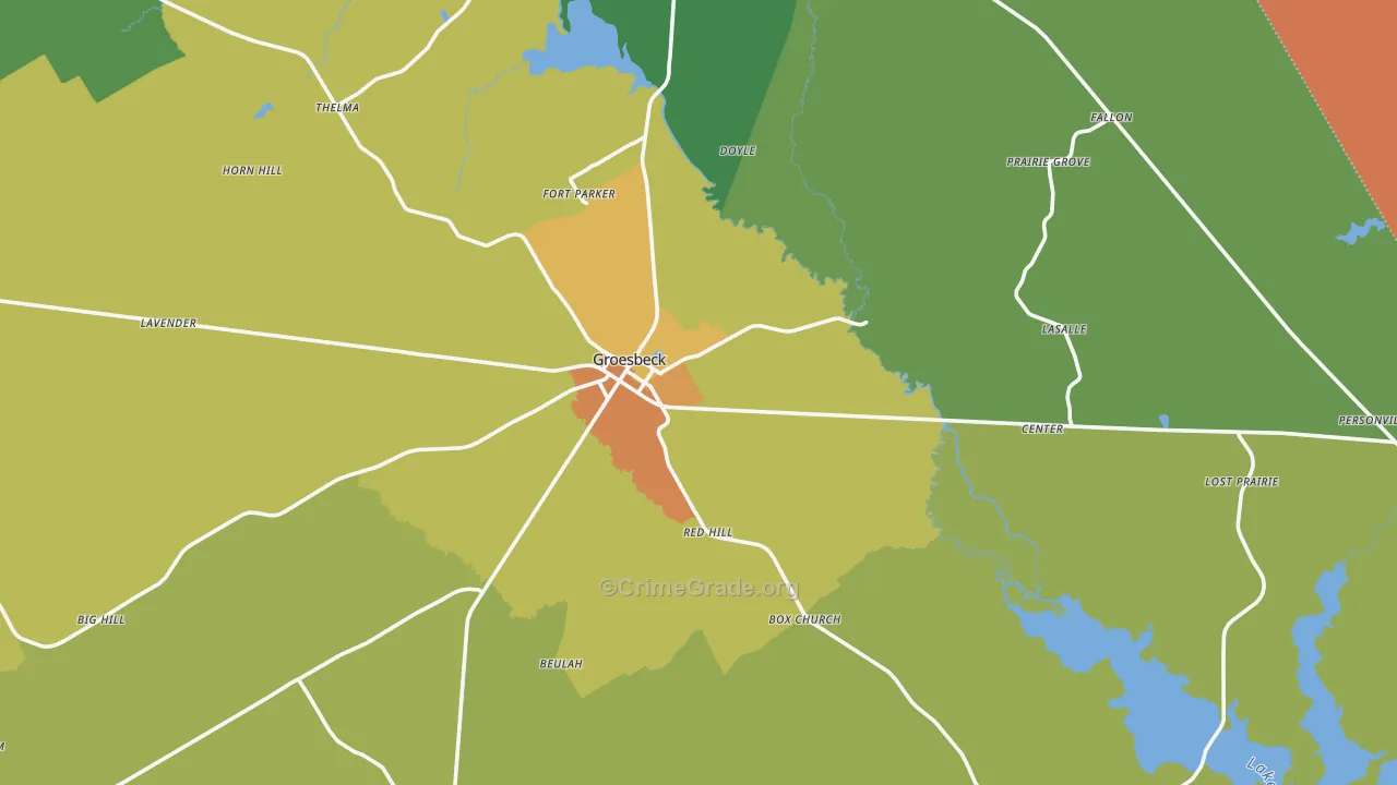 Groesbeck, TX Map of Vandalism Rates
