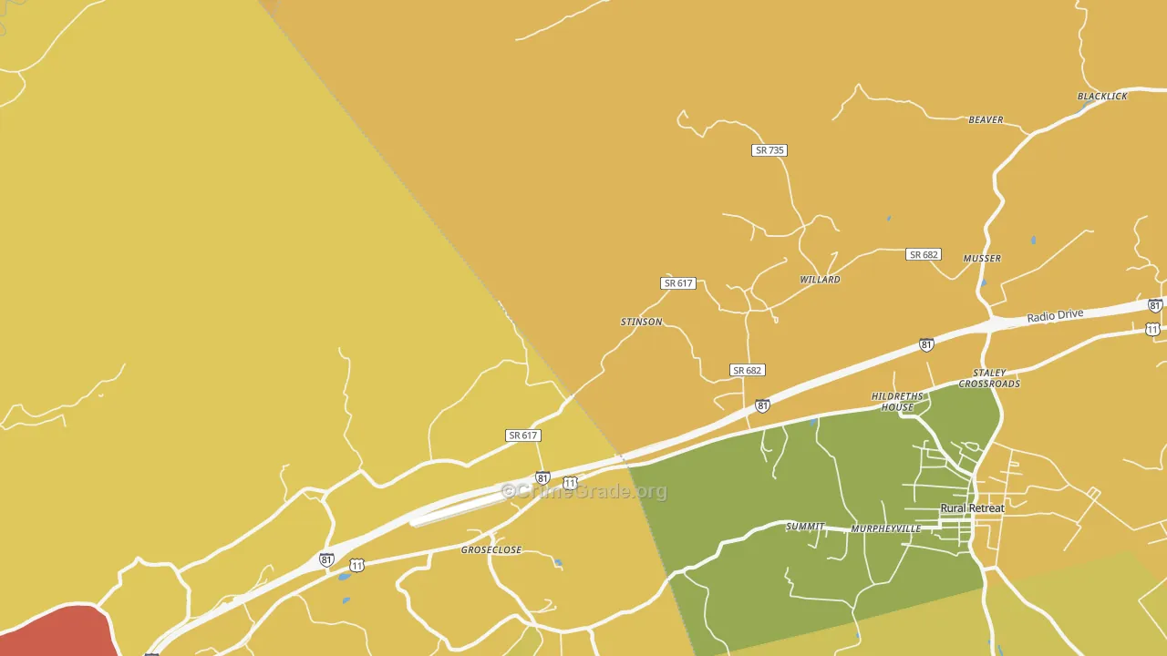 Groseclose, VA Map of Vandalism Rates