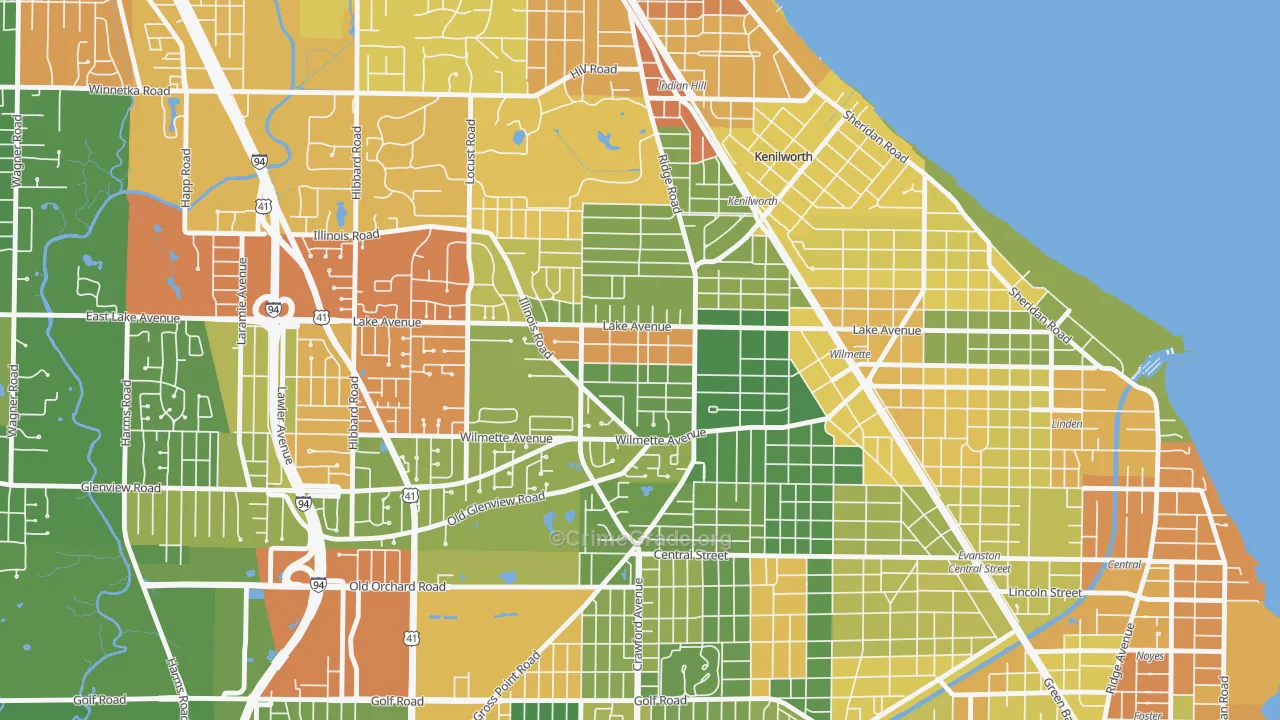 Gross Point, Wilmette, IL Map of Vandalism Rates
